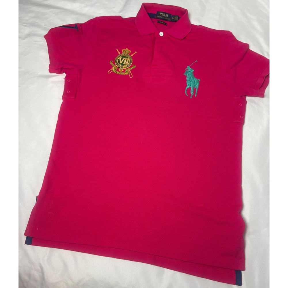 Polo Ralph Lauren Polo Shirt Mens Small Pink Excellent Big Pony Crest Custom Fit